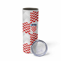 Custom Croatia Football Skinny Tumbler Kockasti-Grunge Checkers - Wonder Print Shop