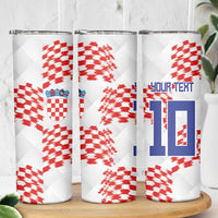 Custom Croatia Football Skinny Tumbler Kockasti-Grunge Checkers - Wonder Print Shop
