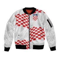 Custom Croatia Football Sleeve Zip Bomber Jacket Kockasti-Grunge Checkers - Wonder Print Shop