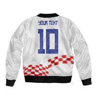 Custom Croatia Football Sleeve Zip Bomber Jacket Kockasti-Grunge Checkers - Wonder Print Shop