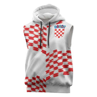 Custom Croatia Football Sleeveless Hoodie Kockasti-Grunge Checkers - Wonder Print Shop