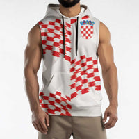 Custom Croatia Football Sleeveless Hoodie Kockasti-Grunge Checkers - Wonder Print Shop