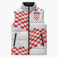Custom Croatia Football Sleeveless Puffer Jacket Kockasti-Grunge Checkers - Wonder Print Shop