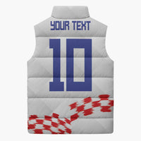 Custom Croatia Football Sleeveless Puffer Jacket Kockasti-Grunge Checkers - Wonder Print Shop
