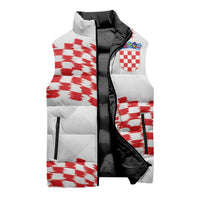 Custom Croatia Football Sleeveless Puffer Jacket Kockasti-Grunge Checkers - Wonder Print Shop
