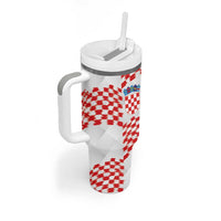 Custom Croatia Football Tumbler With Handle Kockasti-Grunge Checkers - Wonder Print Shop