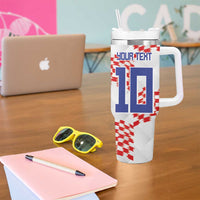 Custom Croatia Football Tumbler With Handle Kockasti-Grunge Checkers - Wonder Print Shop