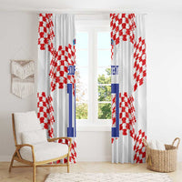 Custom Croatia Football Window Curtain Kockasti-Grunge Checkers - Wonder Print Shop