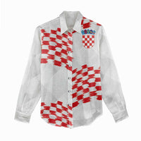 Custom Croatia Football Women Casual Shirt Kockasti-Grunge Checkers - Wonder Print Shop