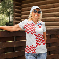 Custom Croatia Football Women Polo Shirt Kockasti-Grunge Checkers - Wonder Print Shop
