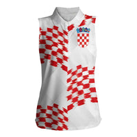Custom Croatia Football Women Sleeveless Polo Shirt Kockasti-Grunge Checkers - Wonder Print Shop