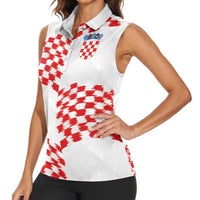 Custom Croatia Football Women Sleeveless Polo Shirt Kockasti-Grunge Checkers - Wonder Print Shop