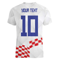 Custom Croatia Football Women V-Neck T-Shirt Kockasti-Grunge Checkers - Wonder Print Shop