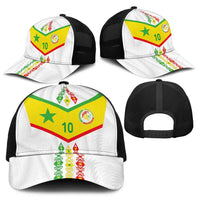 Senegal Football Baseball Net Cap Tricolor Traditional Patterns Sporty Style - Wonder Print Shop