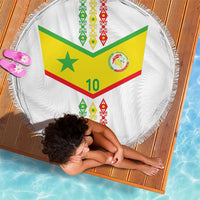 Custom Senegal Football Beach Blanket Tricolor Traditional Patterns Sporty Style - Wonder Print Shop