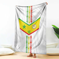 Custom Senegal Football Blanket Tricolor Traditional Patterns Sporty Style - Wonder Print Shop