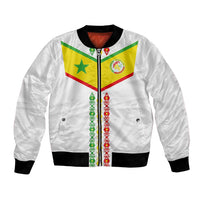 Custom Senegal Football Bomber Jacket Tricolor Traditional Patterns Sporty Style - Wonder Print Shop
