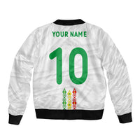 Custom Senegal Football Bomber Jacket Tricolor Traditional Patterns Sporty Style - Wonder Print Shop