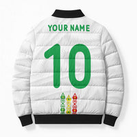 Custom Senegal Football Bomber Puffer Jacket Tricolor Traditional Patterns Sporty Style - Wonder Print Shop