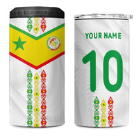 Custom Senegal Football 4 in 1 Can Cooler Tumbler Tricolor Traditional Patterns Sporty Style - Wonder Print Shop