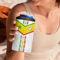 Custom Senegal Football 4 in 1 Can Cooler Tumbler Tricolor Traditional Patterns Sporty Style - Wonder Print Shop