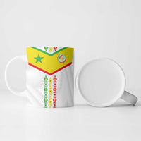 Custom Senegal Football Ceramic Mug Tricolor Traditional Patterns Sporty Style - Wonder Print Shop