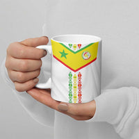 Custom Senegal Football Ceramic Mug Tricolor Traditional Patterns Sporty Style - Wonder Print Shop