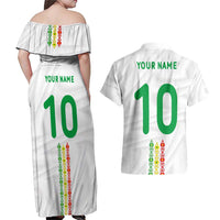 Custom Senegal Football Couples Matching Off Shoulder Maxi Dress and Hawaiian Shirt Tricolor Traditional Patterns Sporty Style - Wonder Print Shop