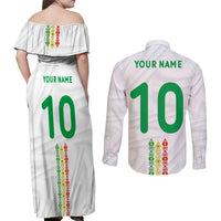 Custom Senegal Football Couples Matching Off Shoulder Maxi Dress and Long Sleeve Button Shirt Tricolor Traditional Patterns Sporty Style - Wonder Print Shop