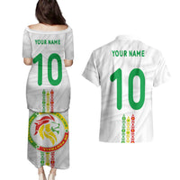 Custom Senegal Football Couples Matching Puletasi and Hawaiian Shirt Tricolor Traditional Patterns Sporty Style - Wonder Print Shop