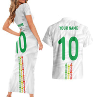 Custom Senegal Football Couples Matching Short Sleeve Bodycon Dress and Hawaiian Shirt Tricolor Traditional Patterns Sporty Style - Wonder Print Shop