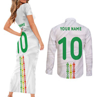Custom Senegal Football Couples Matching Short Sleeve Bodycon Dress and Long Sleeve Button Shirt Tricolor Traditional Patterns Sporty Style - Wonder Print Shop