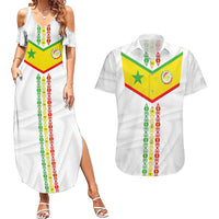 Custom Senegal Football Couples Matching Summer Maxi Dress and Hawaiian Shirt Tricolor Traditional Patterns Sporty Style - Wonder Print Shop