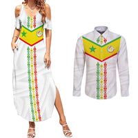 Custom Senegal Football Couples Matching Summer Maxi Dress and Long Sleeve Button Shirt Tricolor Traditional Patterns Sporty Style - Wonder Print Shop