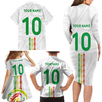 Custom Senegal Football Family Matching Long Sleeve Bodycon Dress and Hawaiian Shirt Tricolor Traditional Patterns Sporty Style - Wonder Print Shop