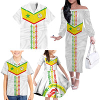 Custom Senegal Football Family Matching Off The Shoulder Long Sleeve Dress and Hawaiian Shirt Tricolor Traditional Patterns Sporty Style - Wonder Print Shop