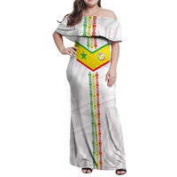 Custom Senegal Football Family Matching Off Shoulder Maxi Dress and Hawaiian Shirt Tricolor Traditional Patterns Sporty Style - Wonder Print Shop