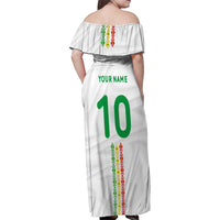Custom Senegal Football Family Matching Off Shoulder Maxi Dress and Hawaiian Shirt Tricolor Traditional Patterns Sporty Style - Wonder Print Shop