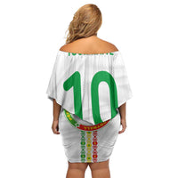 Custom Senegal Football Family Matching Off Shoulder Short Dress and Hawaiian Shirt Tricolor Traditional Patterns Sporty Style - Wonder Print Shop