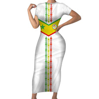 Custom Senegal Football Family Matching Short Sleeve Bodycon Dress and Hawaiian Shirt Tricolor Traditional Patterns Sporty Style - Wonder Print Shop