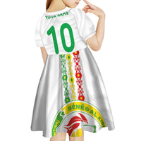 Custom Senegal Football Kid Short Sleeve Dress Tricolor Traditional Patterns Sporty Style - Wonder Print Shop