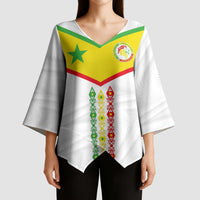 Custom Senegal Football Kimono Sleeve Blouse Tricolor Traditional Patterns Sporty Style - Wonder Print Shop