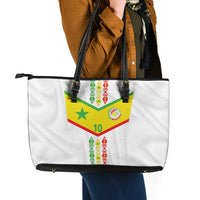 Custom Senegal Football Leather Tote Bag Tricolor Traditional Patterns Sporty Style - Wonder Print Shop