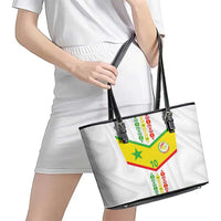 Custom Senegal Football Leather Tote Bag Tricolor Traditional Patterns Sporty Style - Wonder Print Shop