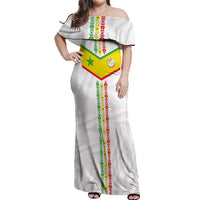 Custom Senegal Football Off Shoulder Maxi Dress Tricolor Traditional Patterns Sporty Style - Wonder Print Shop