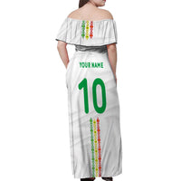 Custom Senegal Football Off Shoulder Maxi Dress Tricolor Traditional Patterns Sporty Style - Wonder Print Shop