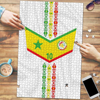 Custom Senegal Football Puzzle Tricolor Traditional Patterns Sporty Style - Wonder Print Shop
