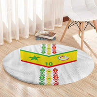 Custom Senegal Football Round Carpet Tricolor Traditional Patterns Sporty Style - Wonder Print Shop