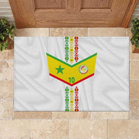 Custom Senegal Football Rubber Doormat Tricolor Traditional Patterns Sporty Style - Wonder Print Shop