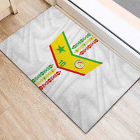 Custom Senegal Football Rubber Doormat Tricolor Traditional Patterns Sporty Style - Wonder Print Shop